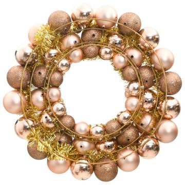 Rose Gold Christmas Wreath - 45 cm Shatterproof Decor