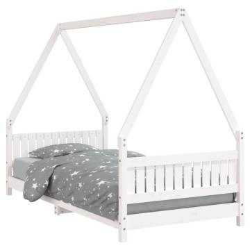 Kids Bed Frame White 90x190 cm | Solid Pine Wood Design