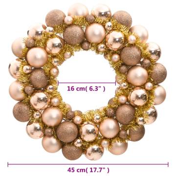 Rose Gold Christmas Wreath - 45 cm Shatterproof Decor