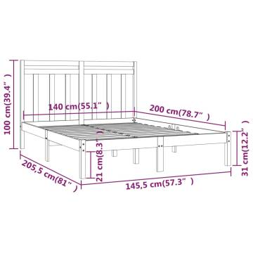 Black Solid Wood Bed Frame 140x200 cm | Stylish & Durable