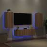 3 Piece TV Wall Cabinets with LED Lights - Sonoma Oak