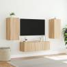 3 Piece TV Wall Cabinets with LED Lights - Sonoma Oak