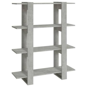 Book Cabinet/Room Divider - Concrete Grey 100x30x123.5 cm