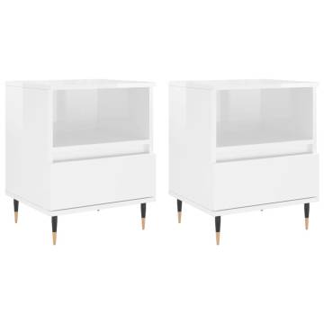 Trendy High Gloss White Bedside Cabinets - 2 pcs Set