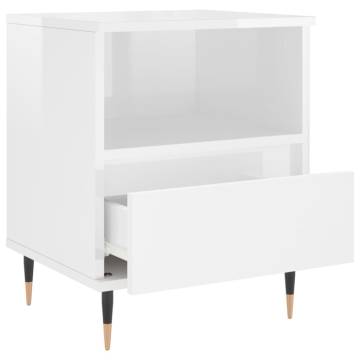 Trendy High Gloss White Bedside Cabinets - 2 pcs Set