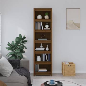 Book Cabinet Honey Brown | Solid Wood Pine 50x35x183 cm