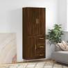 Highboard Brown Oak 69.5x34x180 cm Engineered Wood Colour brown oak Quantity in Package 1 Model 1 wood door 3 drawers 