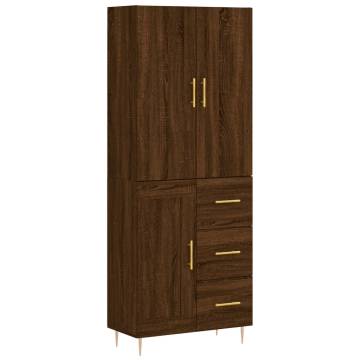 Stylish Highboard Brown Oak - 69.5x34x180 cm - Hipomarket