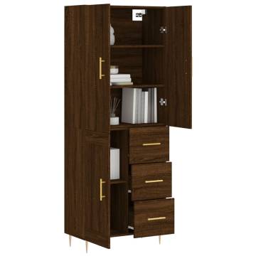 Stylish Highboard Brown Oak - 69.5x34x180 cm - Hipomarket