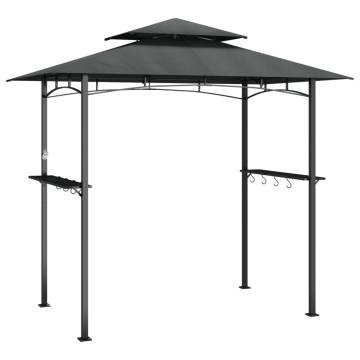 BBQ Gazebo with Side Shelves - Anthracite Steel 240x150 cm