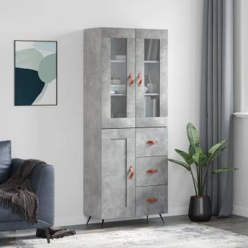 Highboard Concrete Grey - Stylish Storage Solution (69.5x34x180 cm)