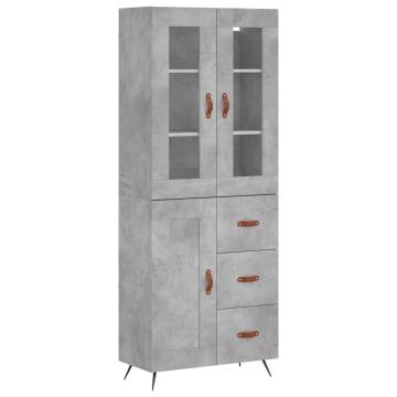 Highboard Concrete Grey - Stylish Storage Solution (69.5x34x180 cm)