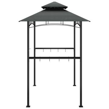 BBQ Gazebo with Side Shelves - Anthracite Steel 240x150 cm