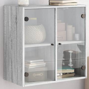 Elegant Grey Sonoma Wall Cabinet with Glass Doors - 68x37 cm