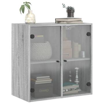 Elegant Grey Sonoma Wall Cabinet with Glass Doors - 68x37 cm