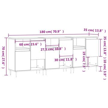 Elegant 3-Piece White Engineered Wood Sideboards | Hipo Market