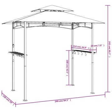 BBQ Gazebo with Side Shelves - Anthracite Steel 240x150 cm