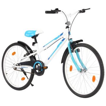 Stylish 24-inch Blue and White Kids Bike - Perfect Gift