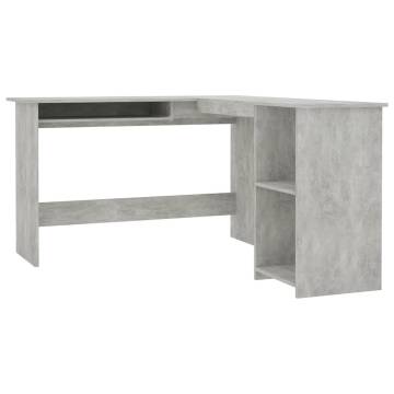 L-Shaped Corner Desk in Concrete Grey - Modern Office Style