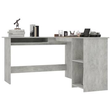 L-Shaped Corner Desk in Concrete Grey - Modern Office Style