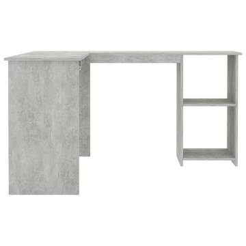 L-Shaped Corner Desk in Concrete Grey - Modern Office Style