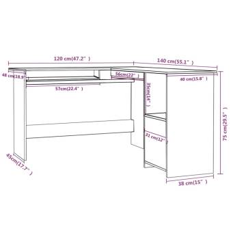 L-Shaped Corner Desk in Concrete Grey - Modern Office Style