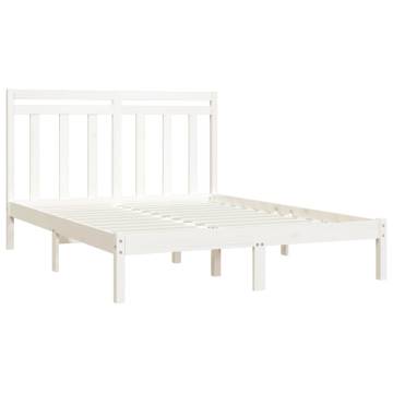 Classic White Solid Wood Bed Frame 150x200 cm King Size