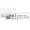 White Bed Frame with Headboard 120x200 cm - Solid Wood