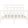 White Bed Frame with Headboard 120x200 cm - Solid Wood