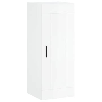 Stylish Highboard High Gloss White - 34.5x34x180 cm