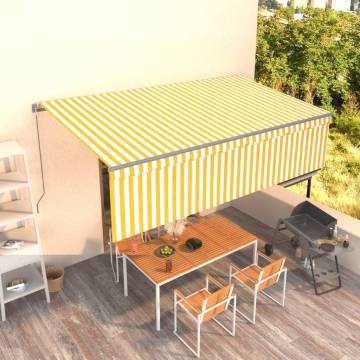 Manual Retractable Awning 5x3m Yellow & White | Hipo Market