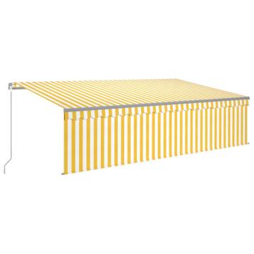 Manual Retractable Awning 5x3m Yellow & White | Hipo Market