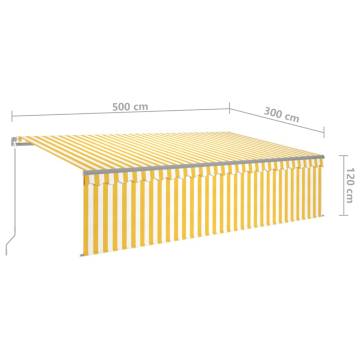 Manual Retractable Awning 5x3m Yellow & White | Hipo Market