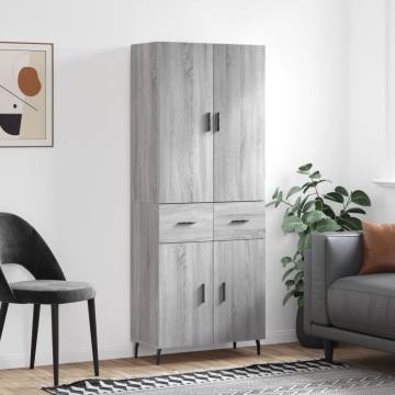 Stylish Highboard Grey Sonoma - 69.5x34x180 cm | HipoMarket