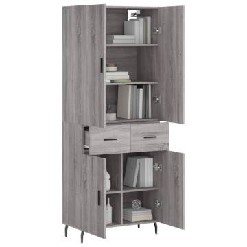 Stylish Highboard Grey Sonoma - 69.5x34x180 cm | HipoMarket