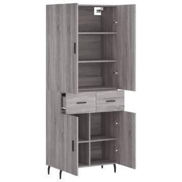 Stylish Highboard Grey Sonoma - 69.5x34x180 cm | HipoMarket