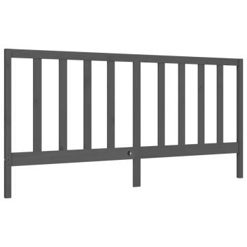 Grey Bed Frame with Headboard 200x200 cm | Solid Wood