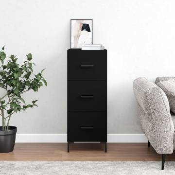 Modern Black Sideboard - 34.5x34x90 cm Engineered Wood