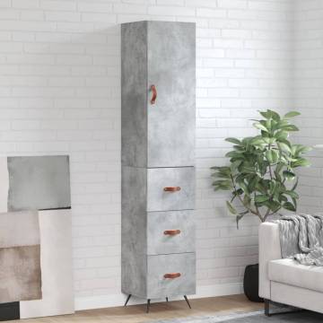 Elegant Highboard in Concrete Grey - 34.5x34x180 cm