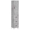 Elegant Highboard in Concrete Grey - 34.5x34x180 cm