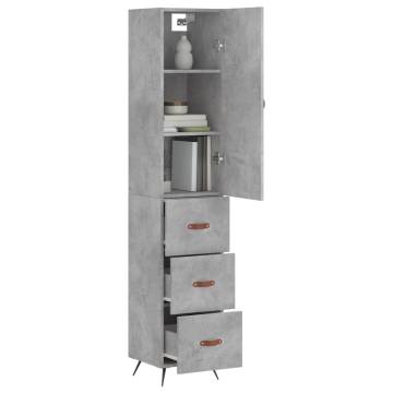 Elegant Highboard in Concrete Grey - 34.5x34x180 cm