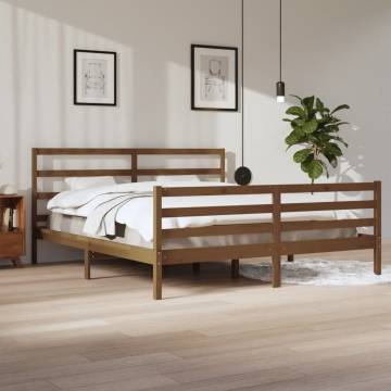 Honey Brown Solid Wood Bed Frame 200x200 cm | HipoMarket UK