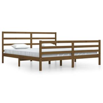 Honey Brown Solid Wood Bed Frame 200x200 cm | HipoMarket UK