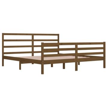 Honey Brown Solid Wood Bed Frame 200x200 cm | HipoMarket UK