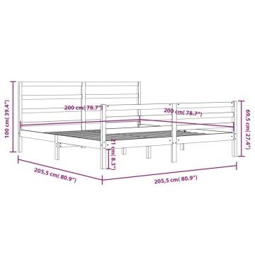 Honey Brown Solid Wood Bed Frame 200x200 cm | HipoMarket UK