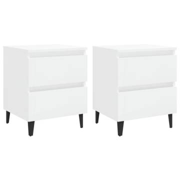 2 pcs High Gloss White Bed Cabinets | Chic Design & Ample Storage