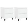 2 pcs High Gloss White Bed Cabinets | Chic Design & Ample Storage