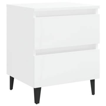 2 pcs High Gloss White Bed Cabinets | Chic Design & Ample Storage