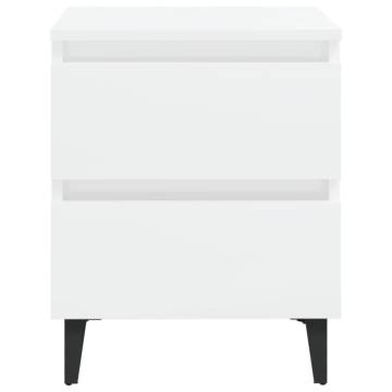 2 pcs High Gloss White Bed Cabinets | Chic Design & Ample Storage