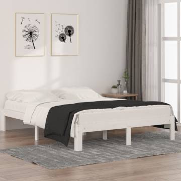 White Solid Wood Bed Frame 140x190 cm | Modern & Sturdy